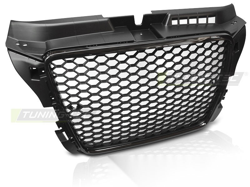 Grill Sport Glossy Black PDC til Audi A3 8P 08-12 sett rett bakfra på hvit bakgrunn.
