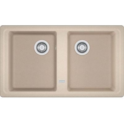 Franke Basis BFG 620-34-34 kjøkkenvask i granittkompositt beige med to kummer sett ovenfra