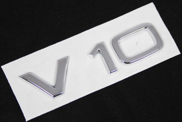 Emblem/logo til Audi V10 Chrome i krom ABS-materiale med original Audi-design