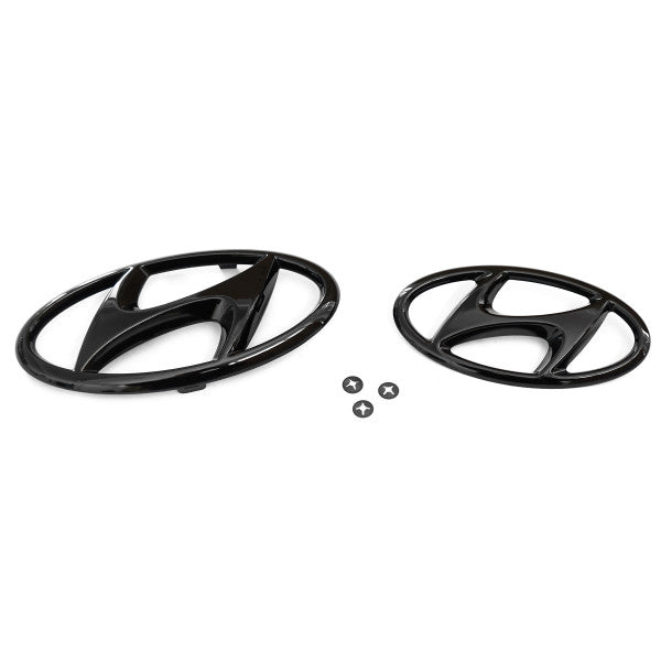 Originalt Hyundai i20N (BC3) svart blankt emblem/logo i ABS-materiale for front grill og bakluke
