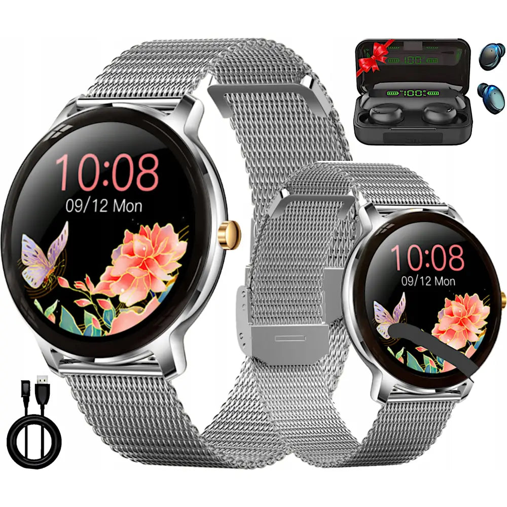 Dame Smartwatch Skritteller Sms + Trådløse Hodetelefoner - 1