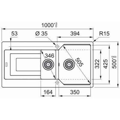 Måltegning Franke Urban UBG 651-100 – mål 1000x500 mm
