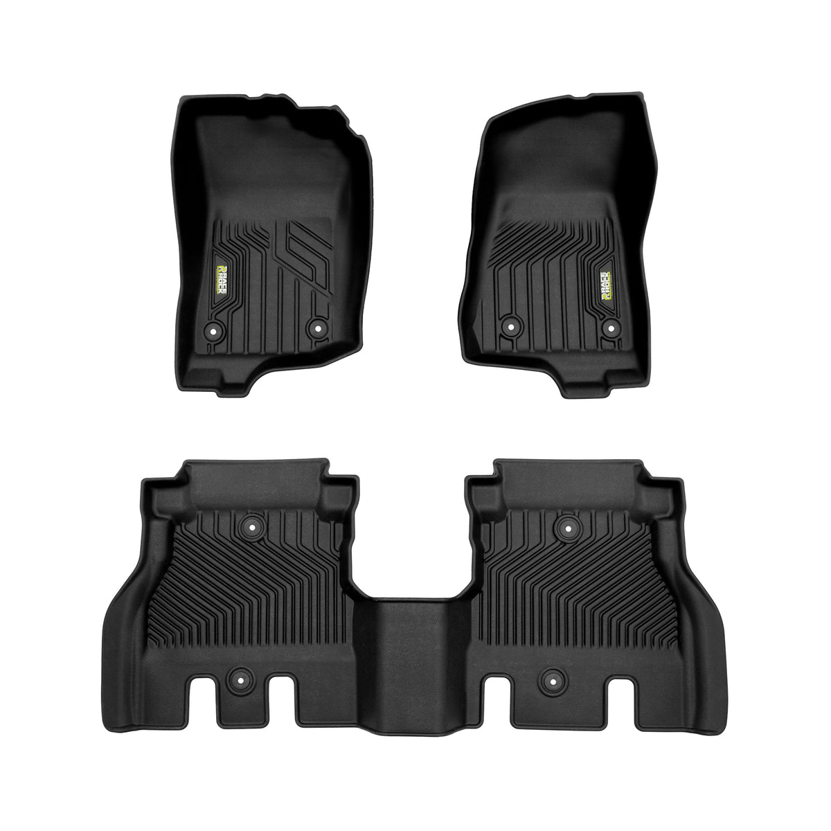 Frogum Race Rock TPE gulvmatter til Jeep Wrangler IV (2017-) – 4 stk, svart, TÜV-sertifisert