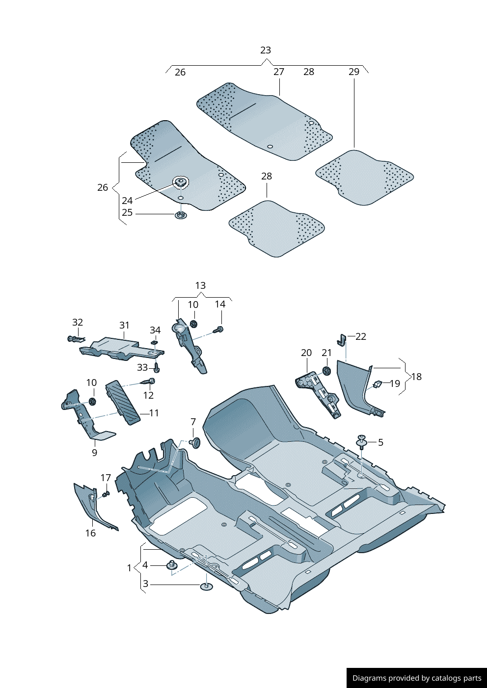 VAG OEM stoffmatter til Vw e-Golf – antiskli