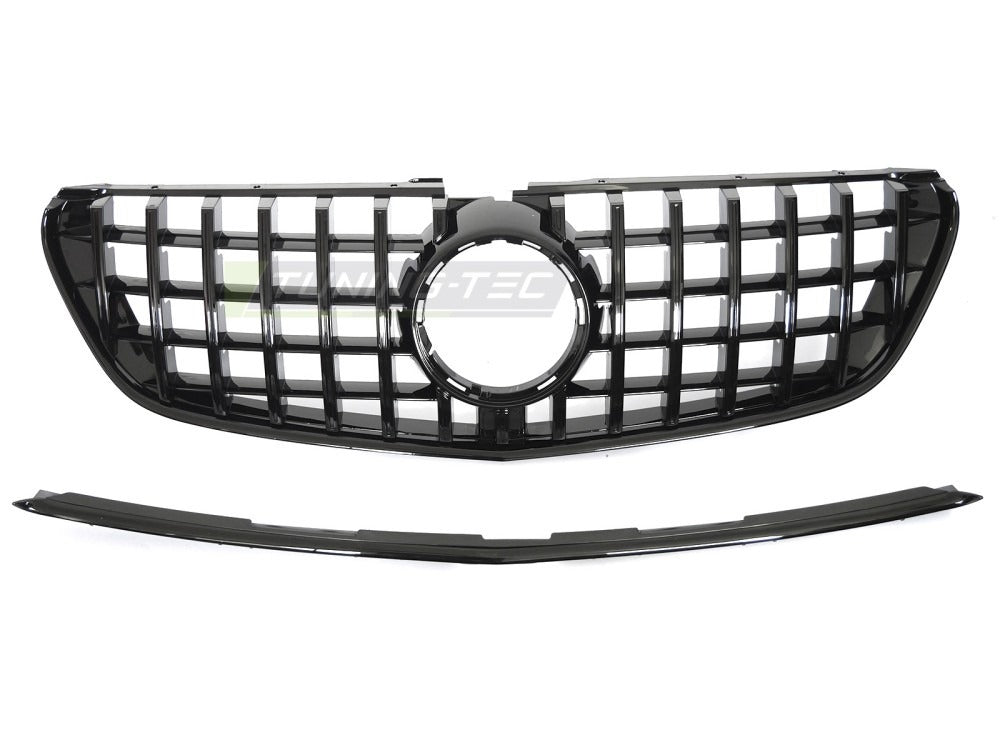 Detaljbilde av Grill V-Klasse/Vito W447 14-19 sort med lamellstruktur og emblemfeste.
