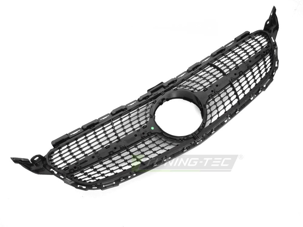 Grill Mercedes C-Klasse W205 14-18 sort/krom med festedetaljer.