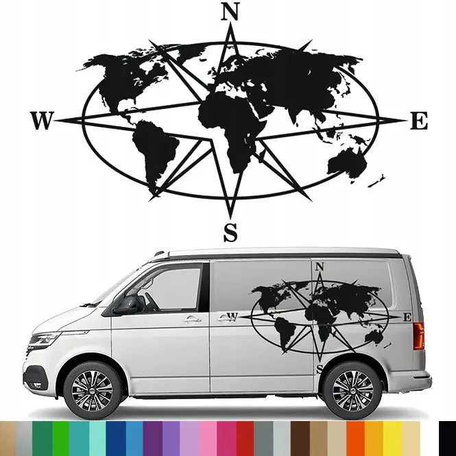 Dekalkunst For Bobil Og Campingvogn - Vindrose Kart 72x120 - 1