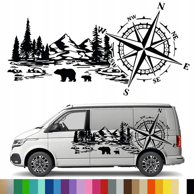 Dekalkunst Til Bobil Henger Kompass Rosebjørner Fjell 90x176 - 1