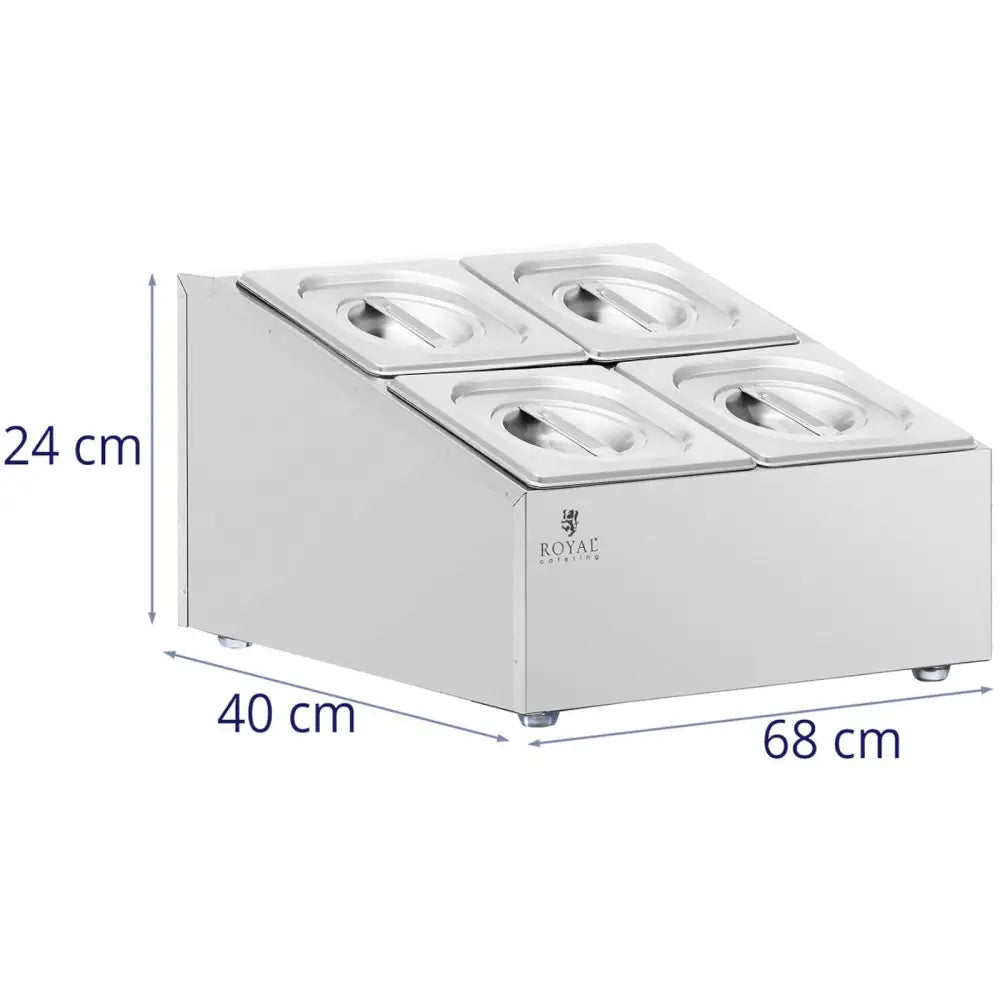 Displaystativ For 4 x Gn 1/6 Beholdere + Beholdere Med Lokk - 8