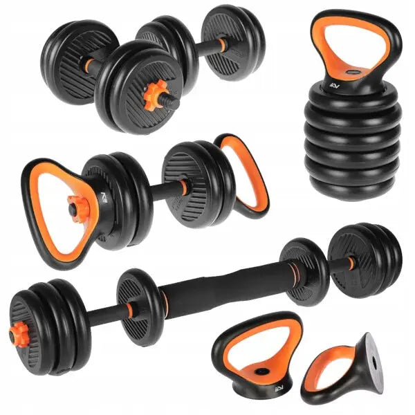 Dumbbellsett Med Vektstang Kettlebell Og Grep 10 Kg 6-i-1 - 1