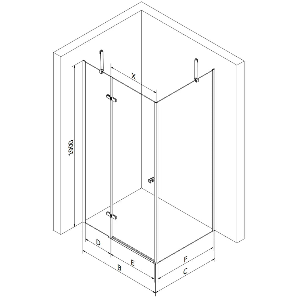 Dusjhjørne 100x100 Cm Krom Inngangsbredde (mm): 602 - 7