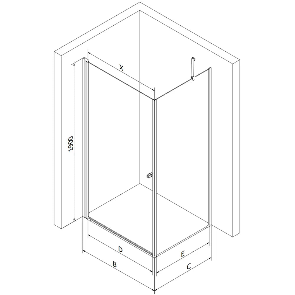 Dusjhjørne 100x100 Cm Krom Inngangsbredde (mm): 930 - 7