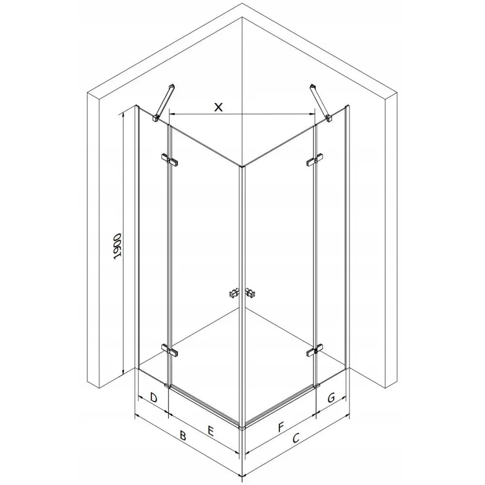 Dusjhjørne 120x120 Cm Krom Inngangsbredde (mm): 982 - 7