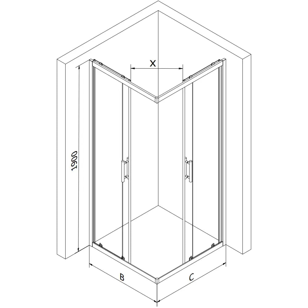 Dusjhjørne 70x70 Cm Frosted Krom - 5