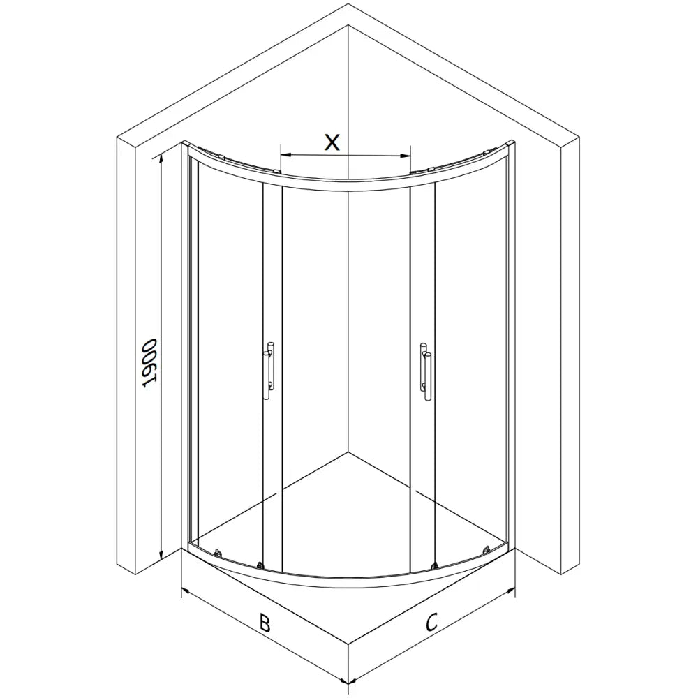 Dusjhjørne 80x80 Cm Frostet Svart Inngangsbredde (mm): 485 - 5