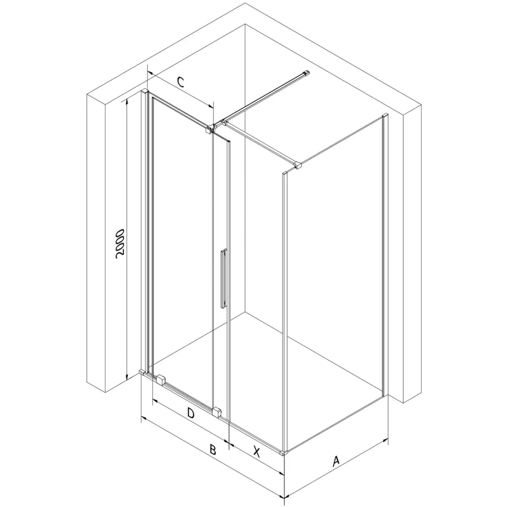 Dusjhjørne Med Skyvedør 110x100 Cm Krom Inngangsbredde (mm): 450 - 11