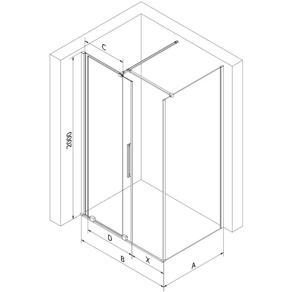 Dusjhjørne Med Skyvedør 110x70 Cm Krom Transparent - 11