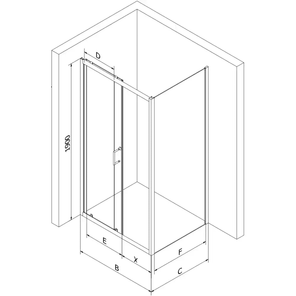 Dusjhjørne Med Skyvedør 120x80 Cm Krom Inngangsbredde (mm): 510 - 7