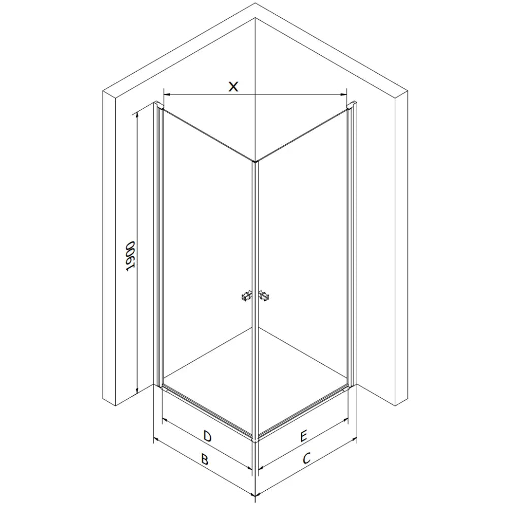 Dusjhjørne Svingbar 100x100 Cm Svart Inngangsbredde (mm): 1300 - 7