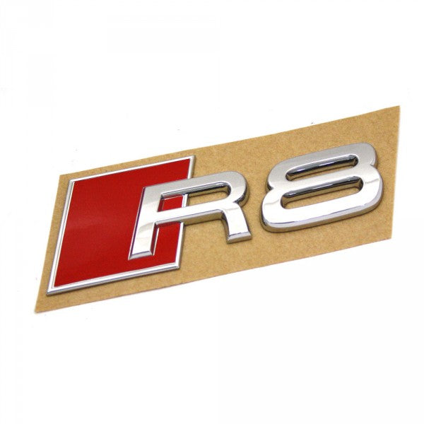 Emblem/logo til Audi R8 Chrome i krom for bakluke, laget i slitesterkt ABS-materiale