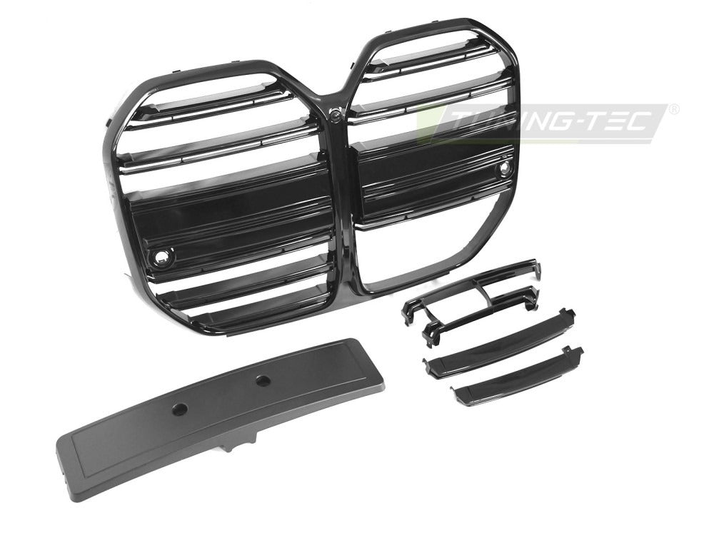 Grill Glossy Black til BMW G26 Gran Coupe 21- sett rett bakfra på hvit bakgrunn.
