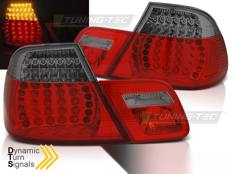 Detaljbilde av baklykter BMW E46 Coupe 99-03 med LED-detaljer.