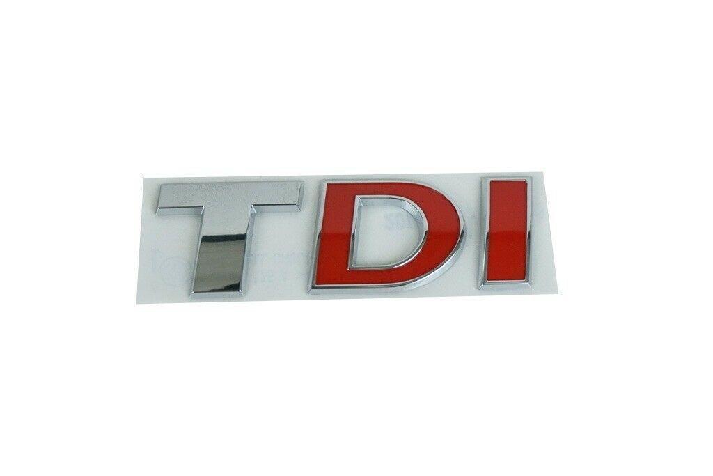 Emblem Vw TDI Amarok > / VW Crafter 2012 -> Chrome / Red - sett bakfra