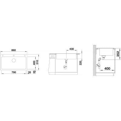 Måltegning Blanco Naya XL 9 – mål 860x510 mm