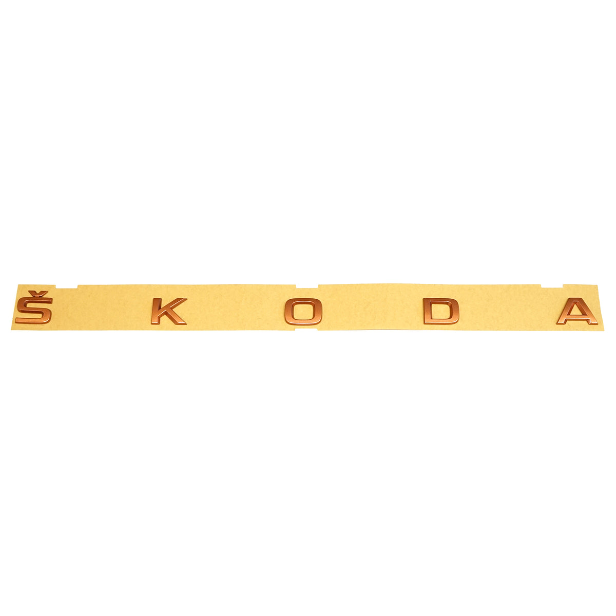 Emblem/logo til Skoda Enyaq > Penny Copper metallic i ABS-materiale med perfekt passform og plassering på bakluken