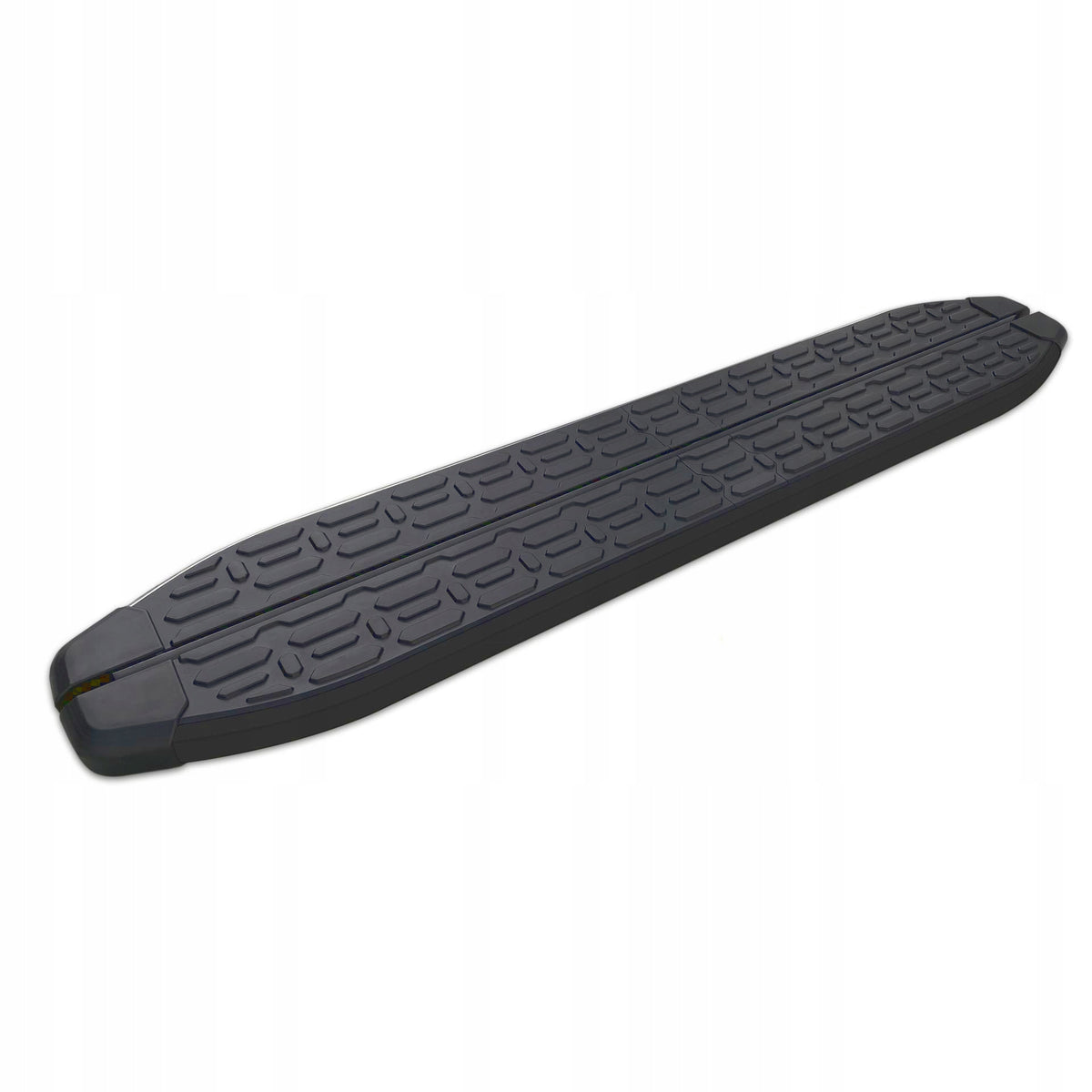 Stigtrinn 5K Parts i sort aluminium til Jeep Commander 2005-2010, oval profil sett fra siden.