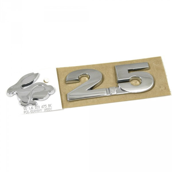 Emblem/logo til Vw Rabbit 2.5 Chrome i krom ABS-materiale for bakluke
