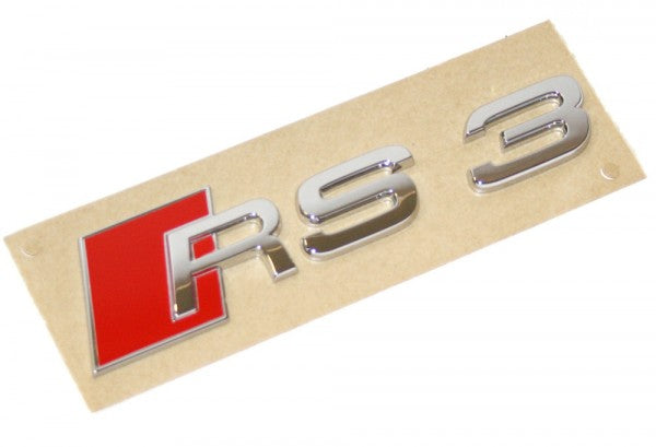 Emblem/logo til Audi RS3 (8P) / Audi RS3 (8V) 2016 Chrome / Red i ABS-materiale med krom og røde detaljer