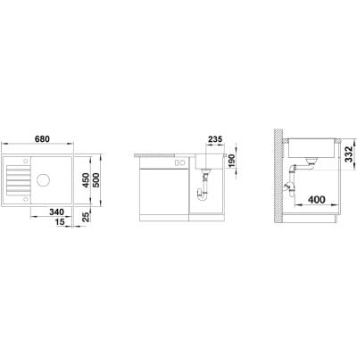 Måltegning Blanco Zia 45 S Compact – mål 680x500 mm