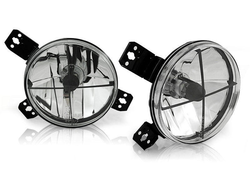 Frontlykter Chrome til VW Golf 1 74-83 sett rett forfra på hvit bakgrunn.