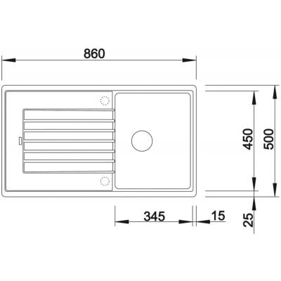 Måltegning Blanco Zia 45 SL – mål 860x500 mm