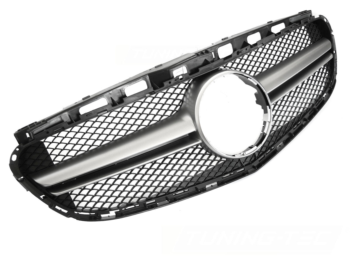Grill til Mercedes E-Klasse W212/S212 13-16 i sort/sølv sett rett forfra på hvit bakgrunn.