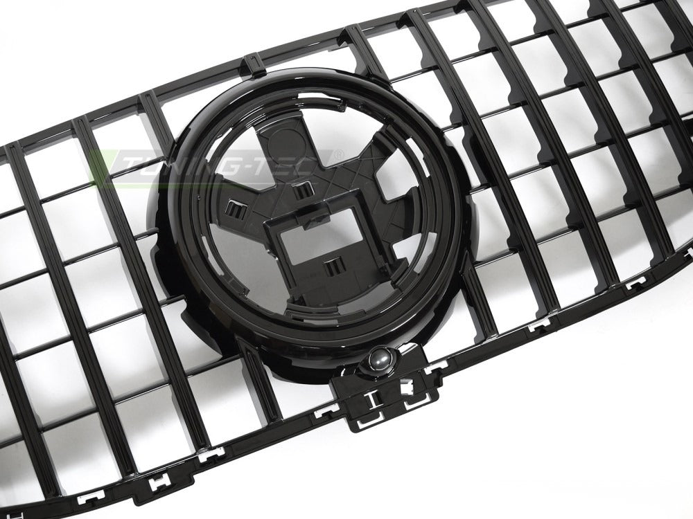 Grill Mercedes GLE W167 19-23 sett fra siden, lamellstruktur synlig.