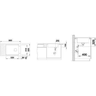 Måltegning Blanco Elon XL 8 S – mål 860x500 mm