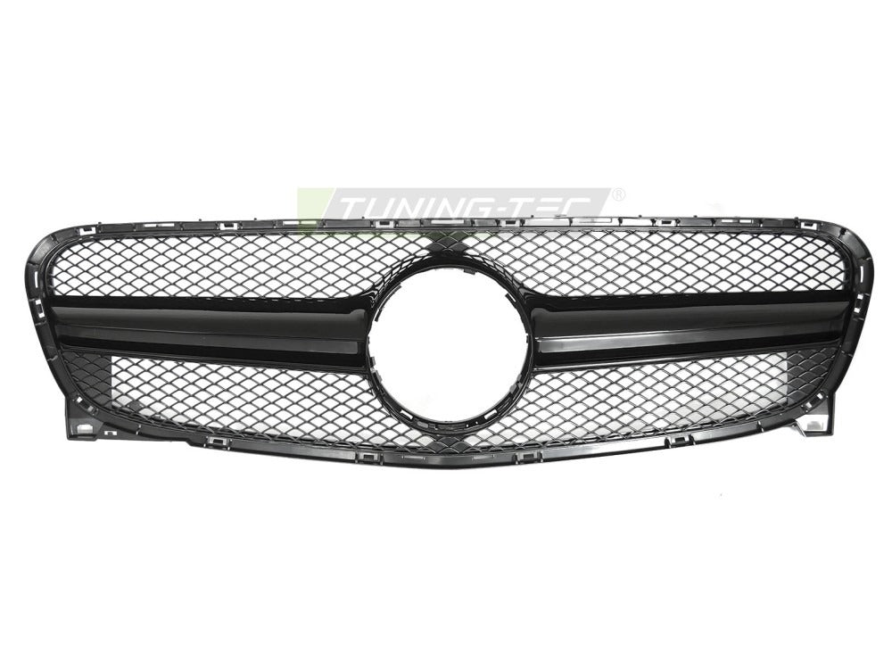 Detaljbilde av Grill Mercedes GLA X156 13-16 blank sort med sport-mønster og emblemfeste.
