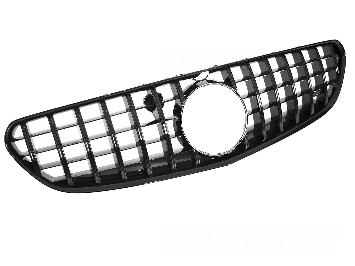 Grill til Mercedes S-Klasse Coupe C217/Cabrio A217 14-20 i sort sett rett forfra på hvit bakgrunn.