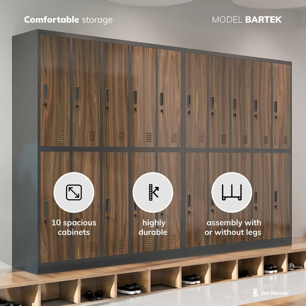 Eco Design 10-dørs Oppbevaringsskap Bartek: Antrasitt/valnøtt - 4