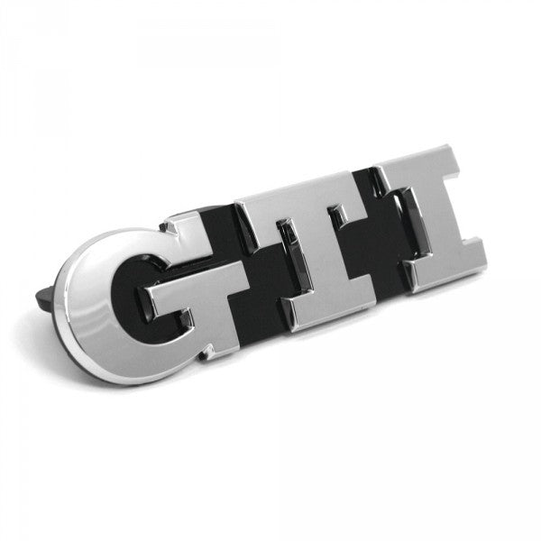 Emblem/logo til Vw GTI Polo 5 (6C) GTI / VW Polo 6 (2G) GTI 2018 i høyglans svart og blank krom til front grill