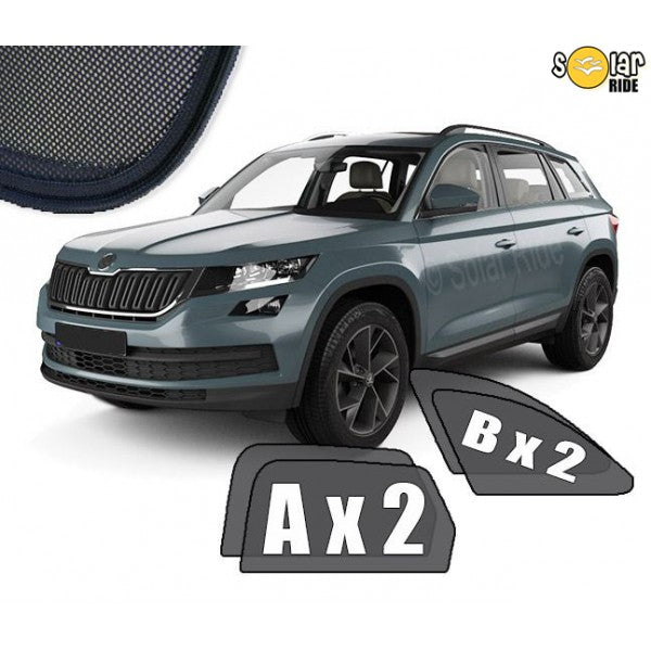 Sr solskjerm i akryl til Skoda Kodiaq I med enkel montering og vindavviser
