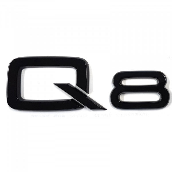 Emblem/logo til Audi Q8 Black Glossy i svart blank utførelse laget i ABS-materiale