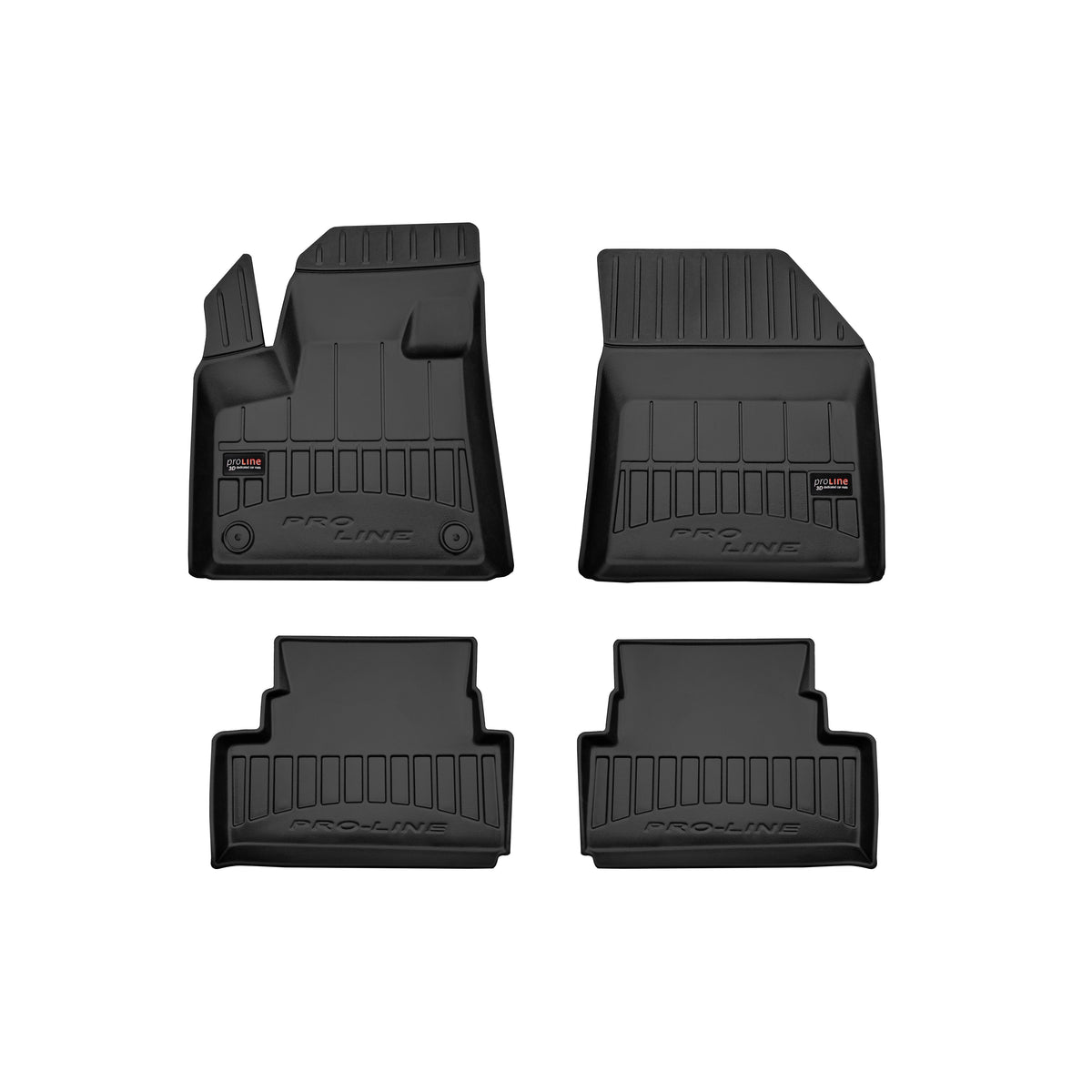 Frogum 3D Premium gulvmatter til Opel Grandland X (2017–) – svart TPE med høy sidekant, sett med 4