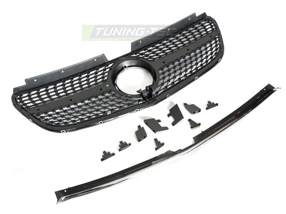 Grill Mercedes Vito W447 14-19 sølv/krom med festedetaljer.