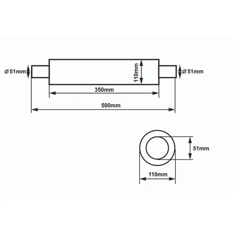 Eksospotte Midtre 51mm Slide Rs 304ss 350mm