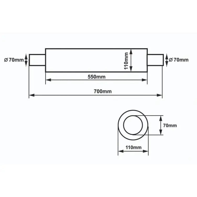 Eksospotte Midtre 70mm Slide Rs 304ss 550mm