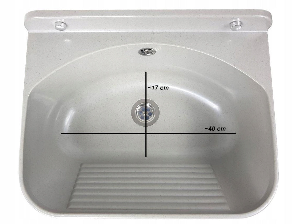 Eldo Grå Eco utslagsvask 46x36 cm med uttrekkbar kran montert med kran og dispenser