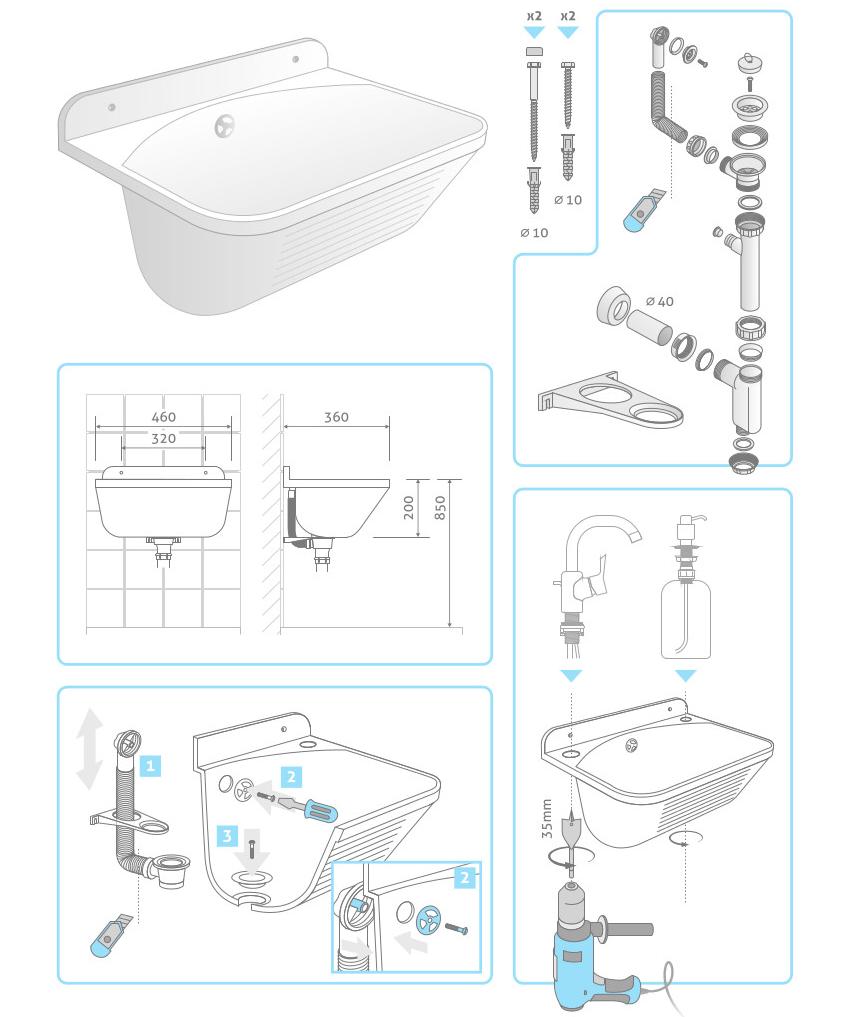 Monteringsdetaljer for Eldo Hvit Eco